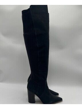 Vince Camuto Demerri Thunder Cloud Suede Over The Knee Boots Black Size 5M